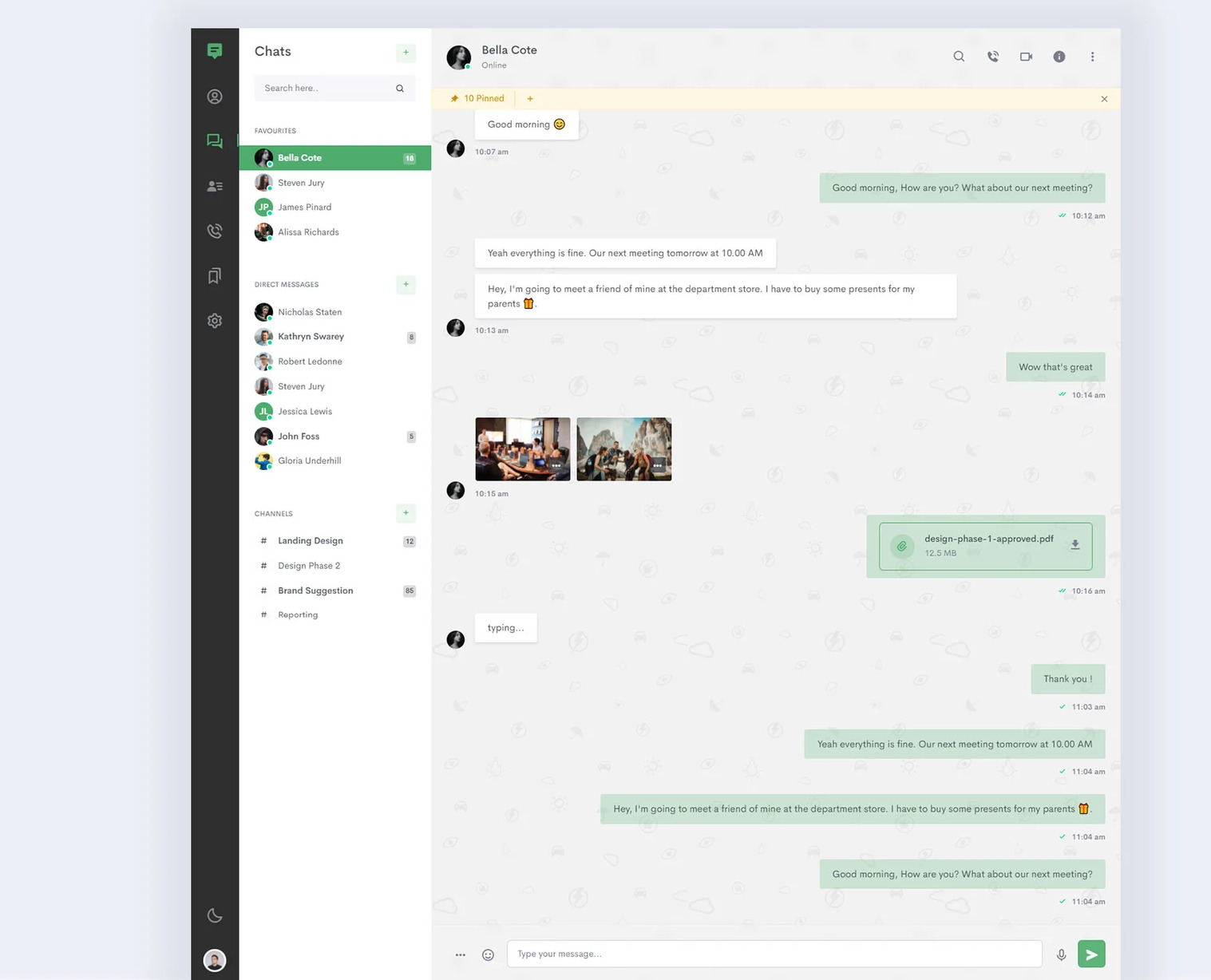 قالب محادثة CSS, SASS, JS, FIG, SKETCH